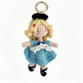 Blonde Girl in Blue Dress Crochet Doll Amigurumi Charm | Keychain & Bag Pendant