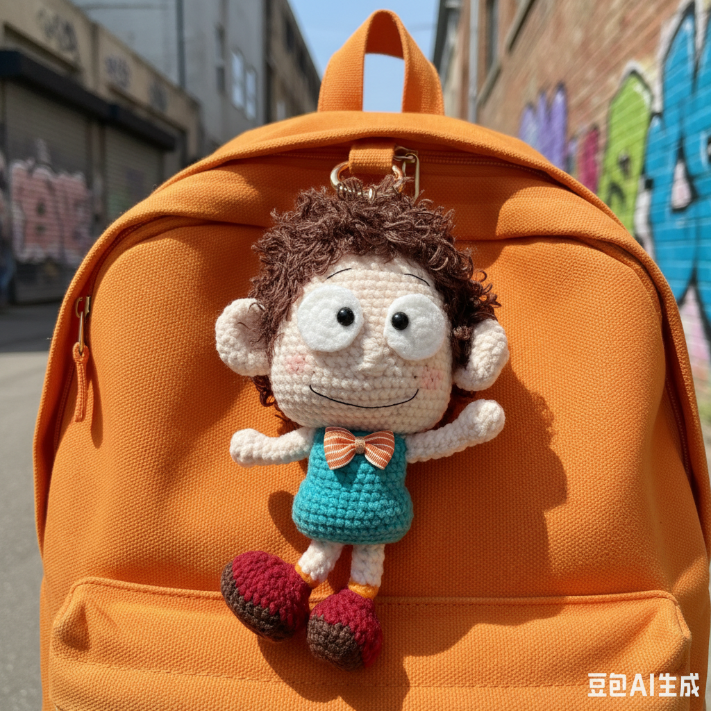 Handmade Crochet Curly-Haired Boy Doll Amigurumi Charm