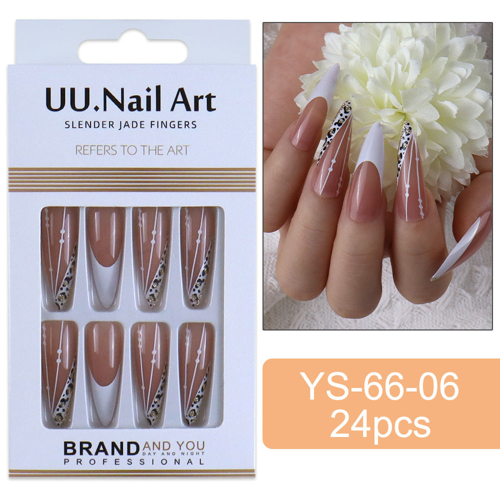 European Style Extended Press On Nails - 24 Pieces Long Fake Nails