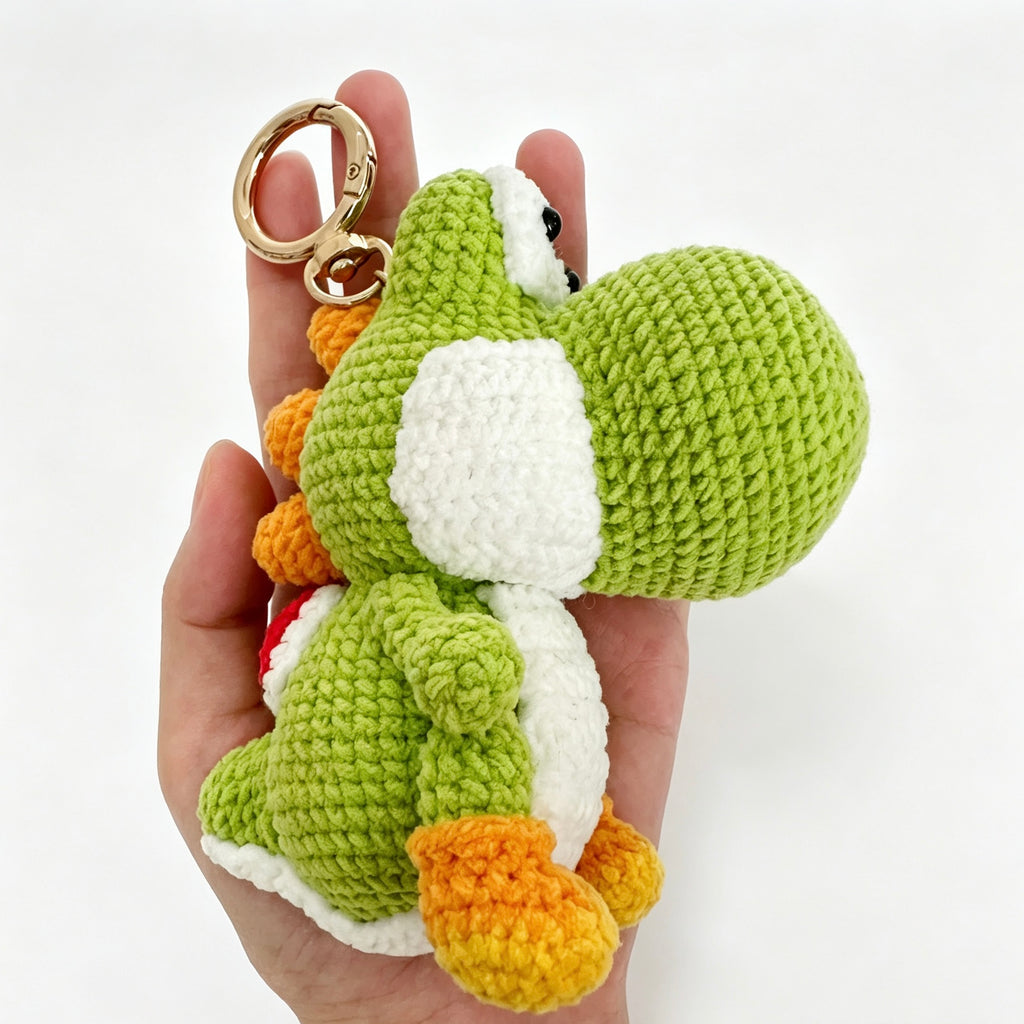 Handmade Crochet Green Dinosaur Doll Keychain | 10cm Plush Toy