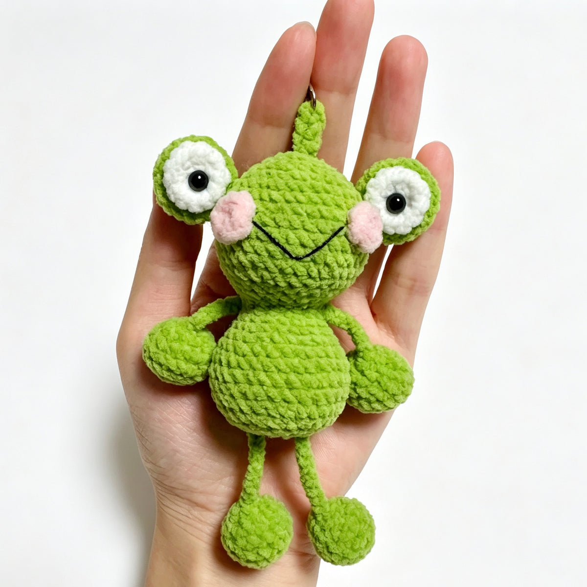 Dangling Legs Green Frog Charm — Star Clip Chenille Keychain 🐸⭐