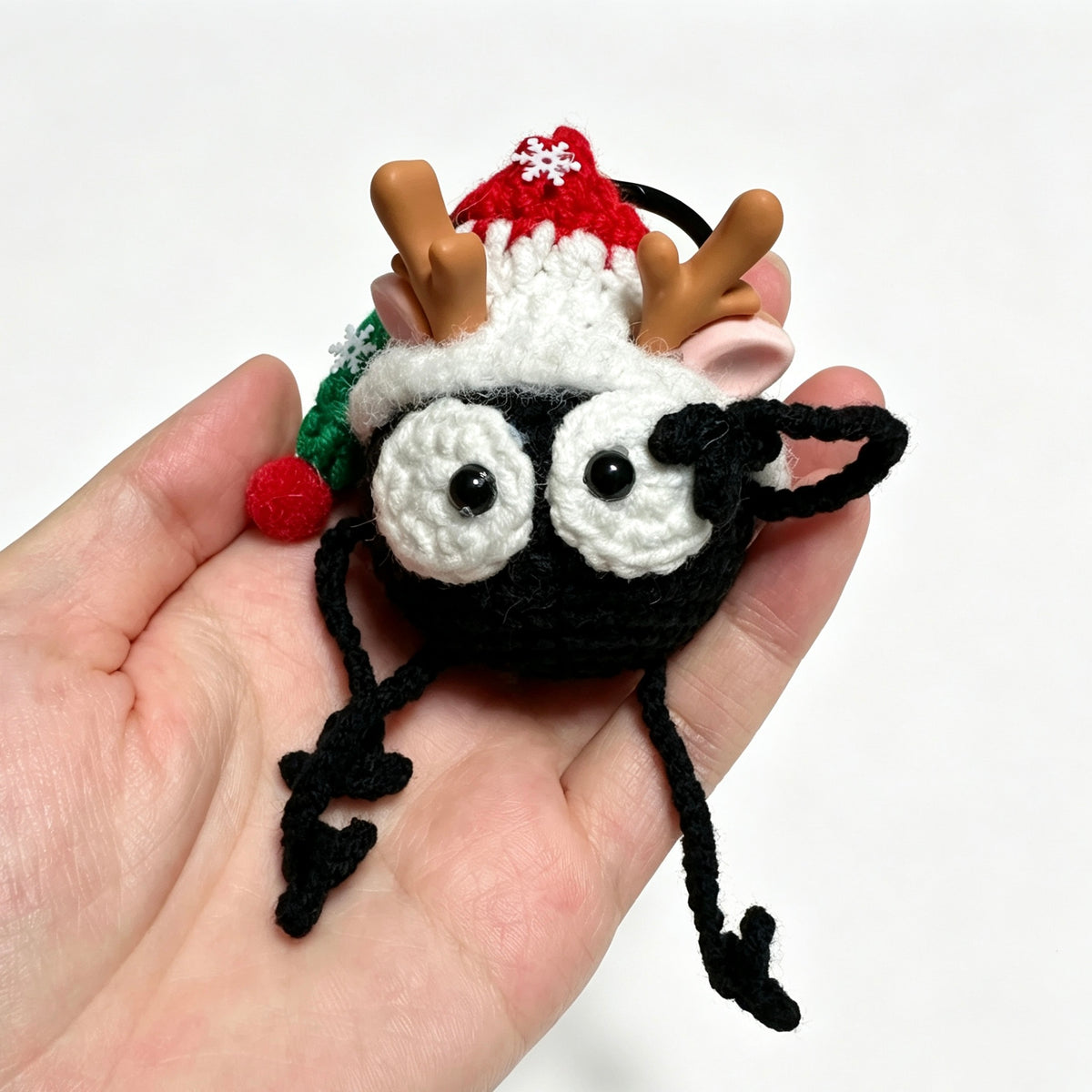Christmas Reindeer Soot Sprite Charm — Holiday Bell Keychain 🖤🎄