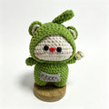 Handmade Crochet Bear Plush – Green Frog Hoodie Doll | 12cm Amigurumi