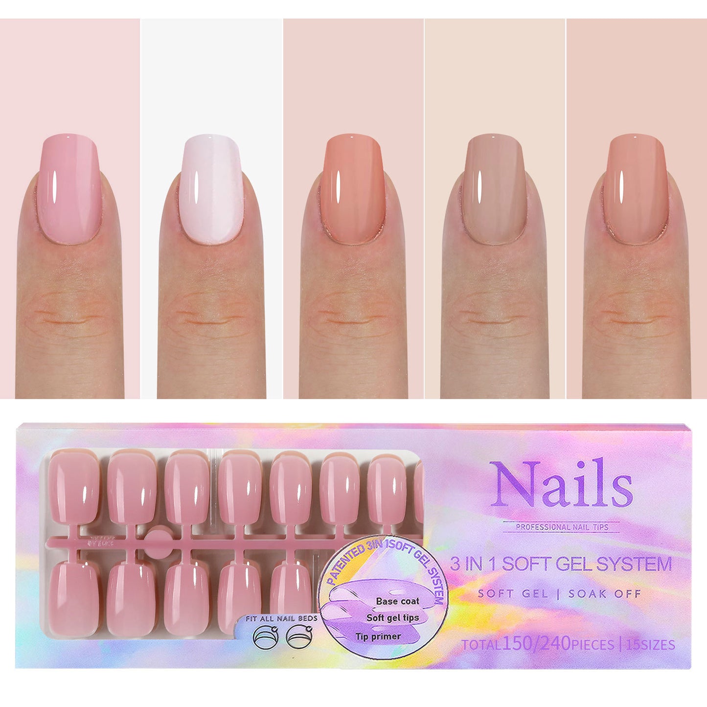 Nude Seamless Press-On Nails - Natural Wearable Armor Reusable Manicure