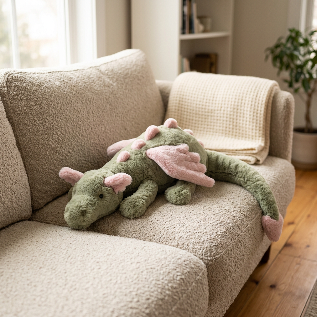 Sleeping Sage Dragon Plush —  Fluffy Lying Dragon Pillow 🐉💕
