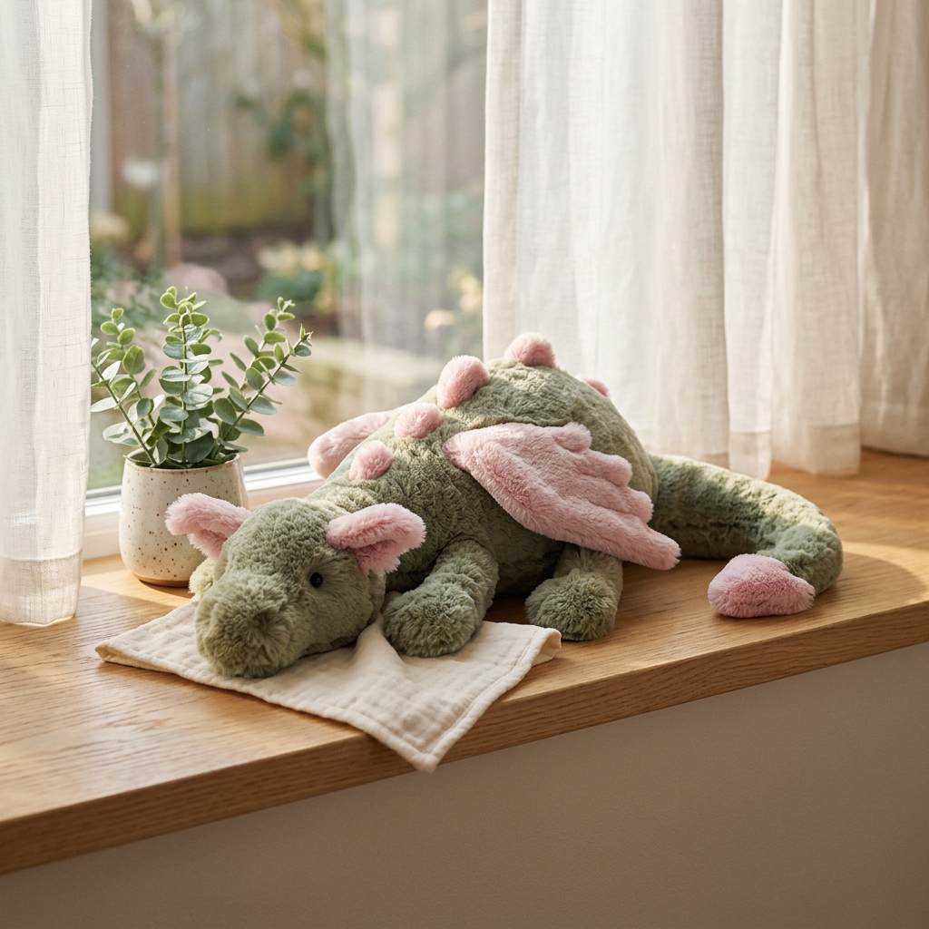 Sleeping Sage Dragon Plush —  Fluffy Lying Dragon Pillow 🐉💕