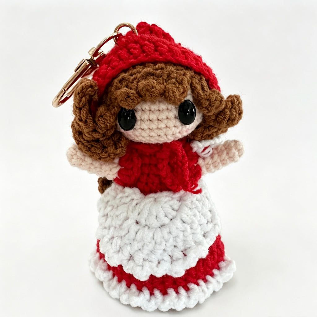 Handmade Crochet Girl Doll Keychain | 10cm Plush Toy