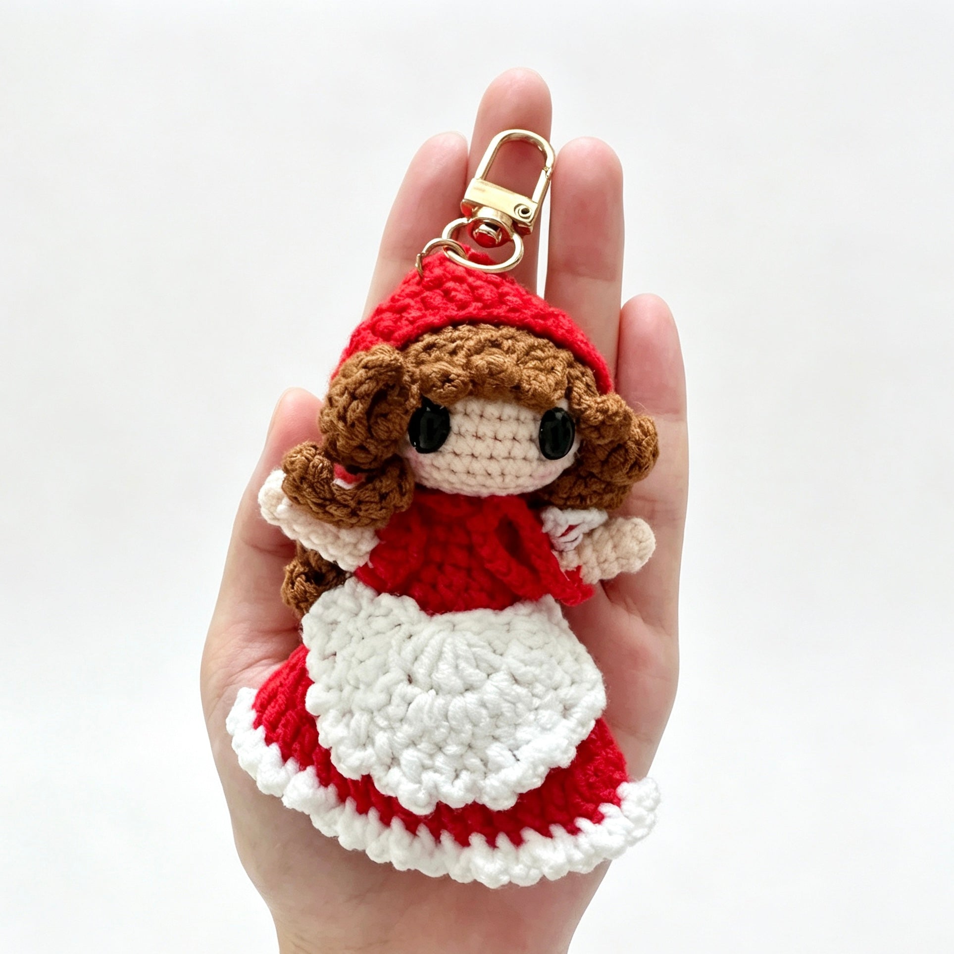Handmade Crochet Girl Doll Keychain | 10cm Plush Toy