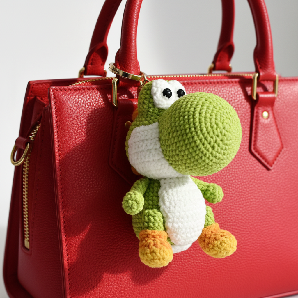 Handmade Crochet Green Dinosaur Amigurumi Charm