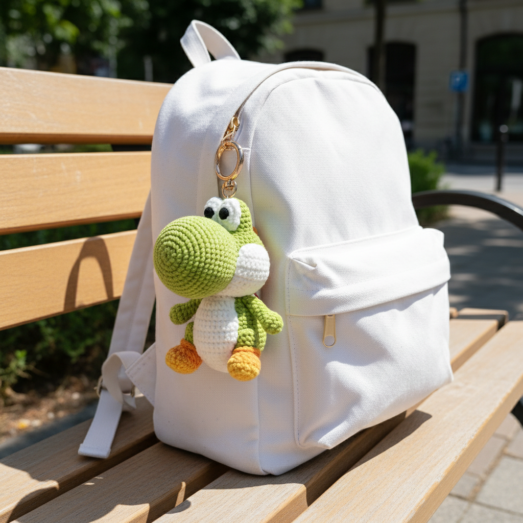 Handmade Crochet Green Dinosaur Amigurumi Charm