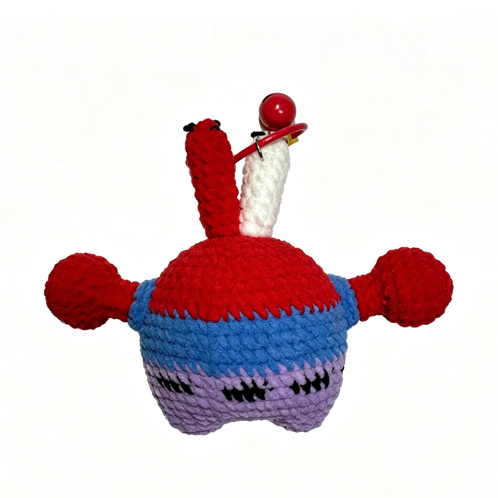 Grumpy Red Crab Boss Charm — Winking Crochet Keychain 🦀💼