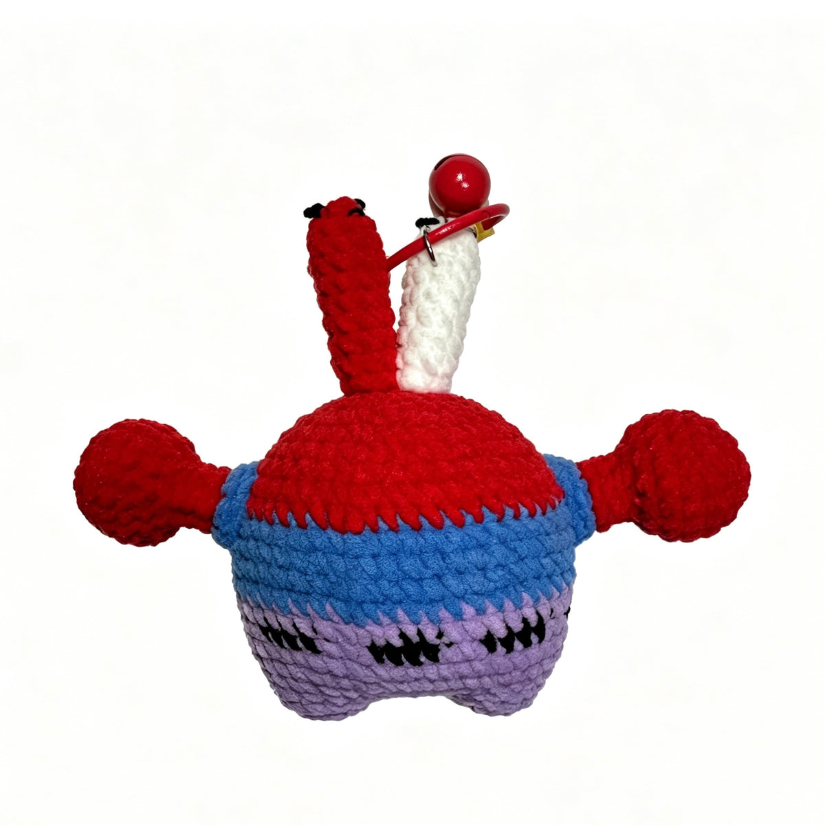 Grumpy Red Crab Boss Charm — Winking Crochet Keychain 🦀💼
