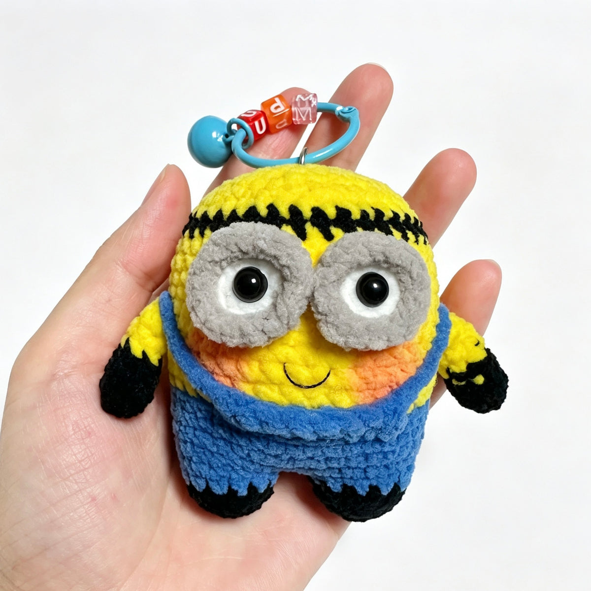 Playful Yellow Minion Charm — Chenille Amigurumi Keychain 🍌💛