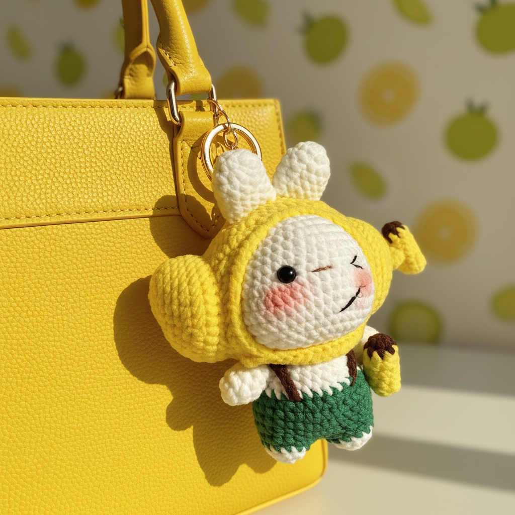 Handmade Crochet Banana Bunny Doll Amigurumi Charm