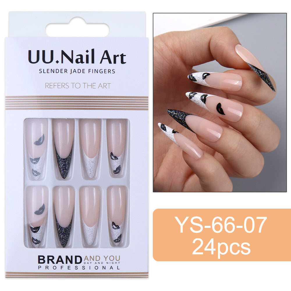 European Style Extended Press On Nails - 24 Pieces Long Fake Nails