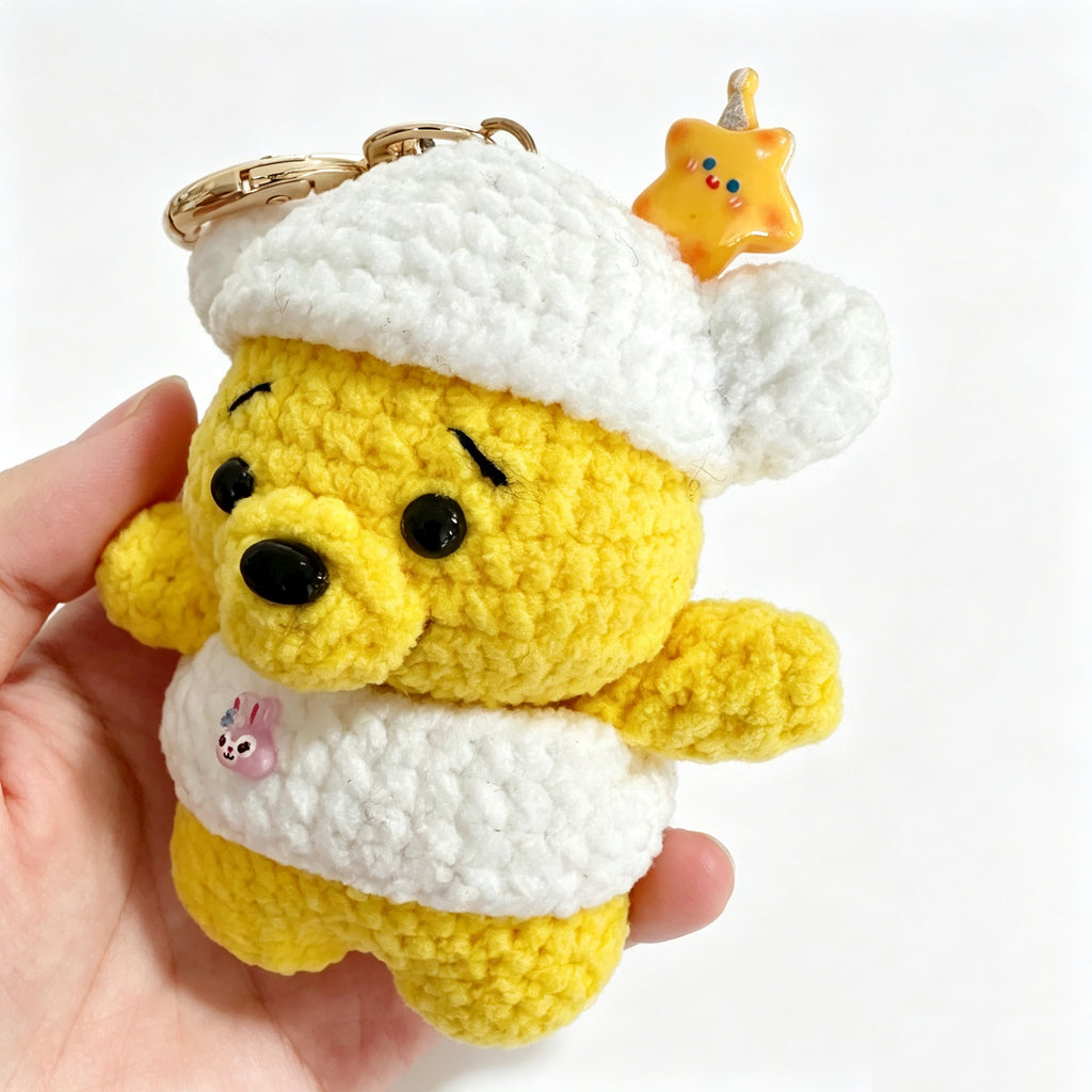Handmade Crochet Bear Doll Keychain Charm