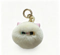 Fluffy Odd-Eyed White Cat — Genuine Rex Rabbit Fur Charm 🐱🤍
