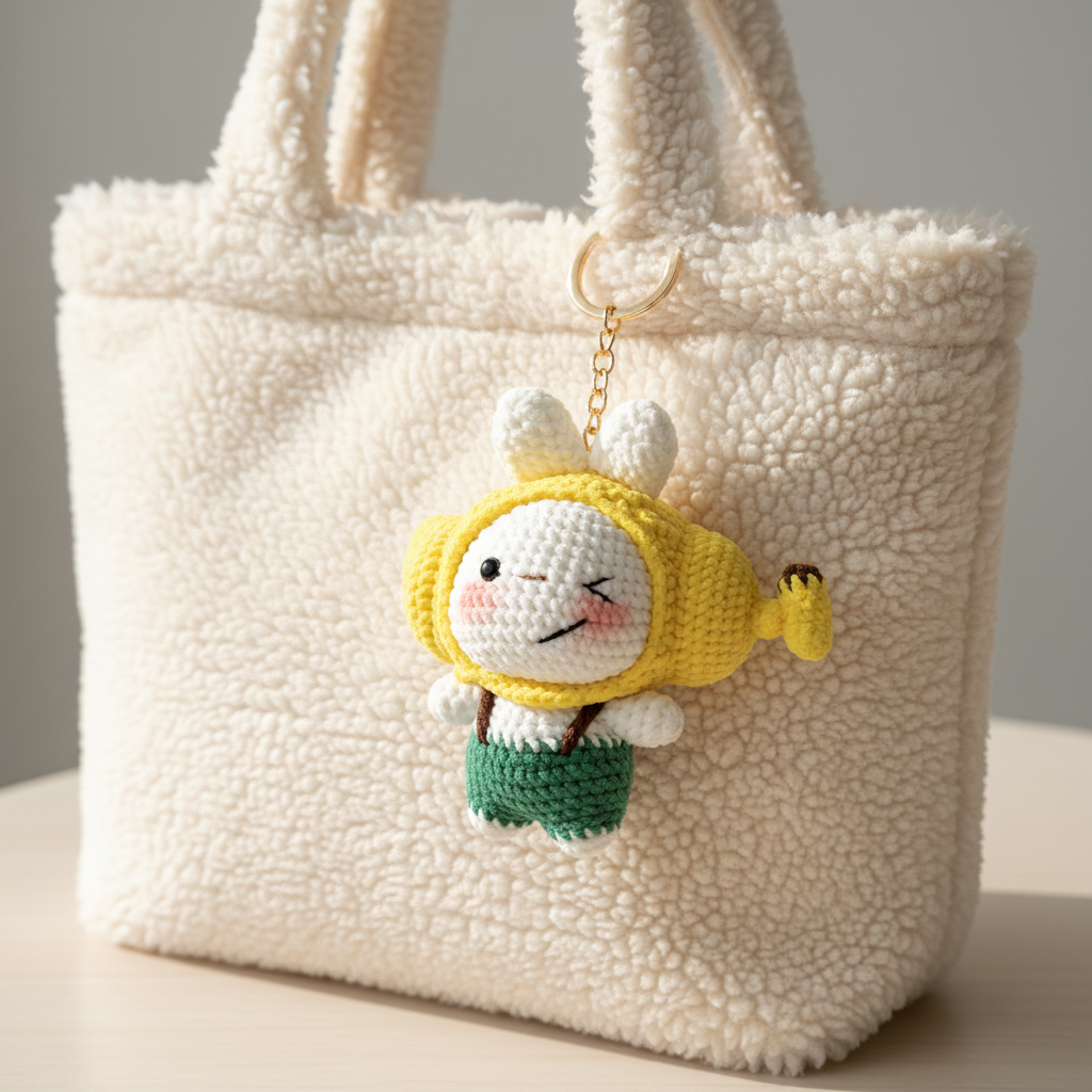Handmade Crochet Banana Bunny Doll Amigurumi Charm