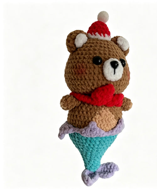 Christmas Bear Ice Cream Crochet Doll Amigurumi Charm | Keychain & Bag Pendant