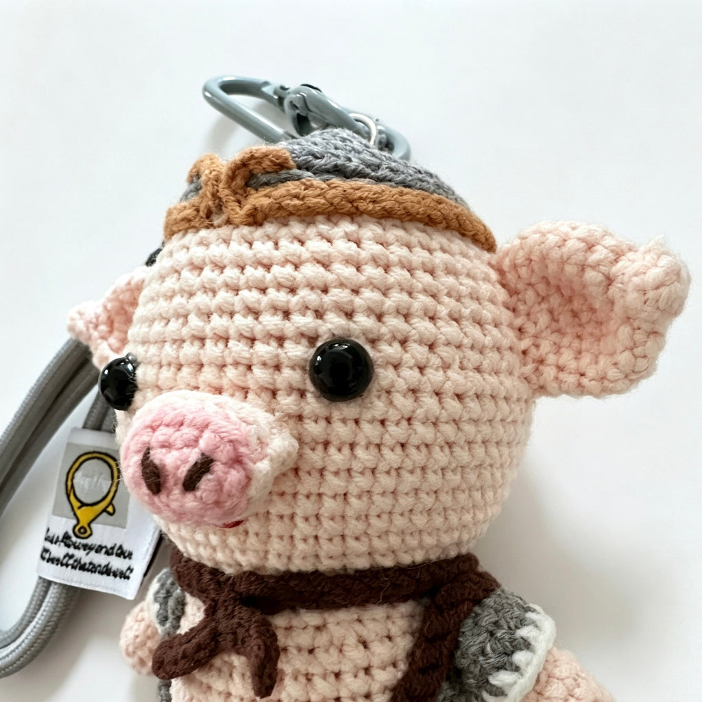 Pigsy Amigurumi Charm — Handmade Crochet Keychain Doll
