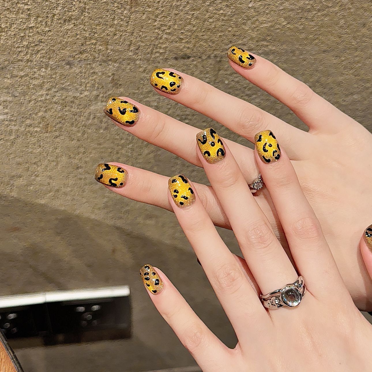 Luxury Tiger Leopard Print Cat Eye Press-On Nails - Handmade Reusable Manicure