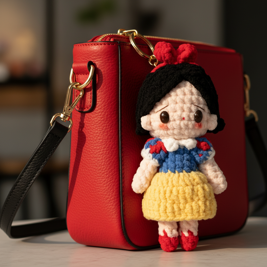 Handmade Crochet Princess Girl Doll Amigurumi Charm