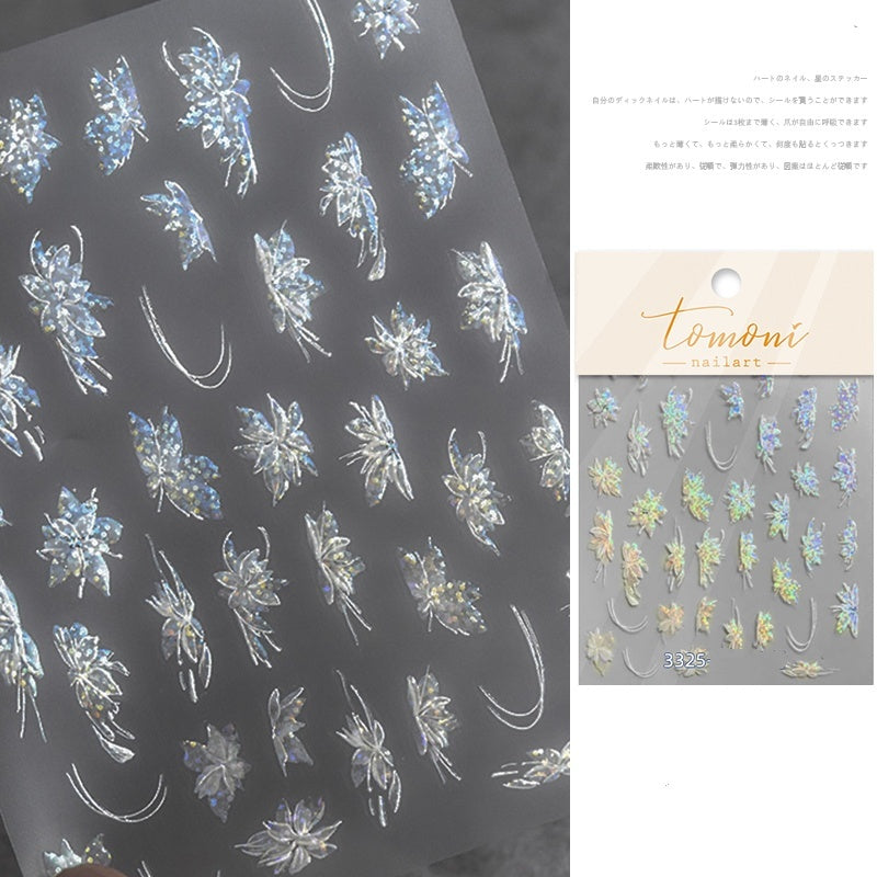 Camellia 5d Relief Nail Sticker Stereo Ornament