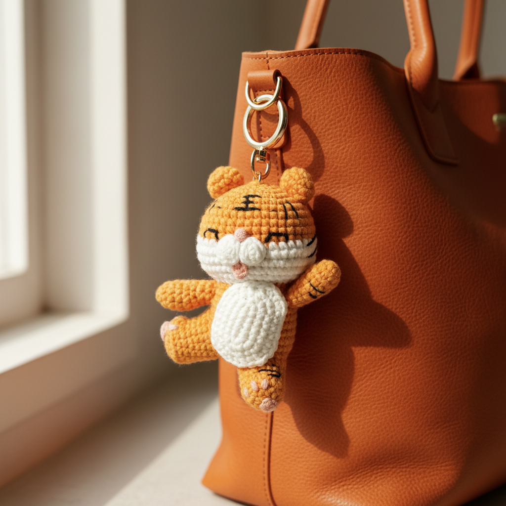 Handmade Crochet Tiger Doll Amigurumi Charm