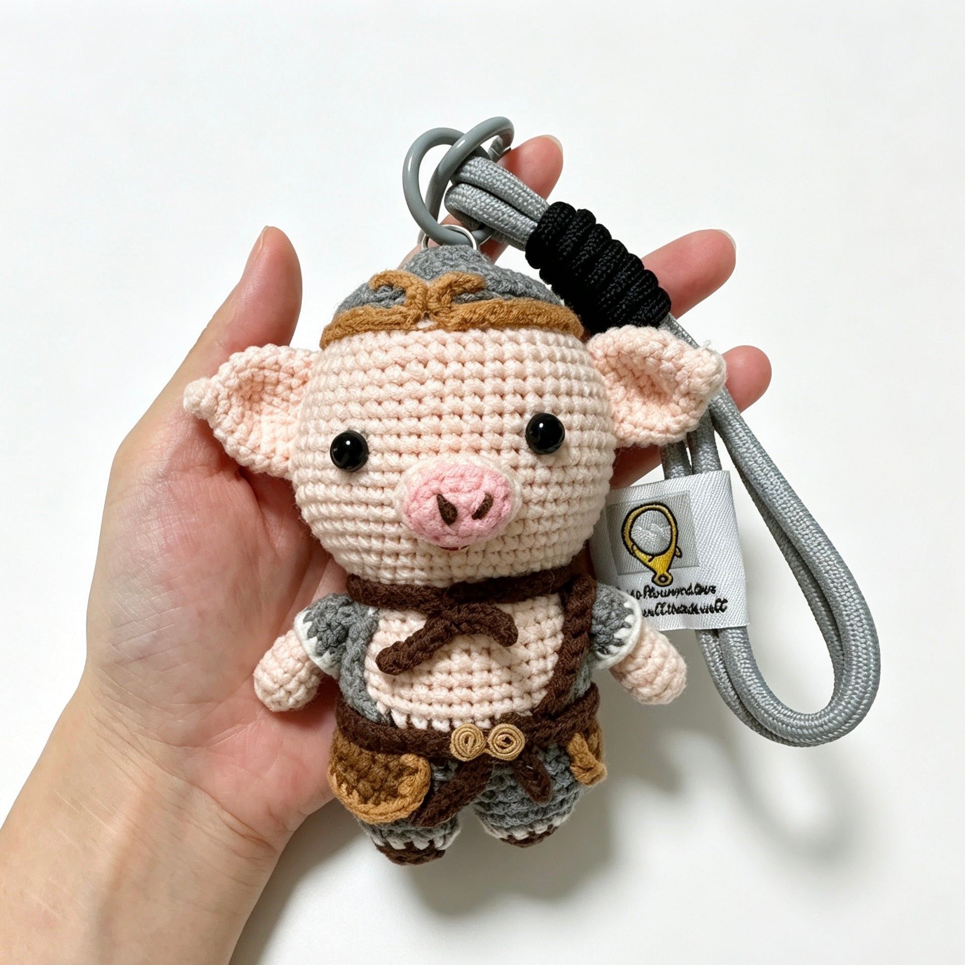 Pigsy Amigurumi Charm — Handmade Crochet Keychain Doll