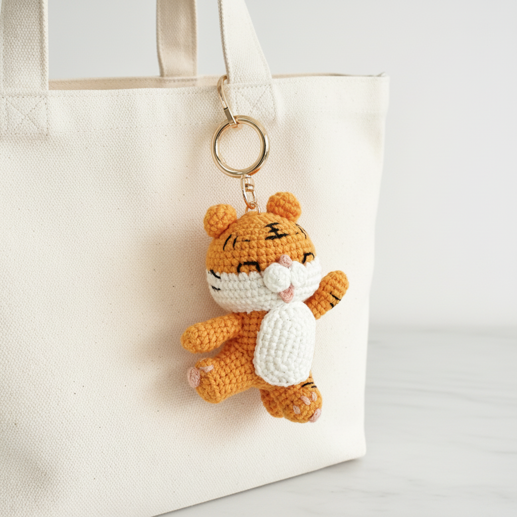 Handmade Crochet Tiger Doll Amigurumi Charm