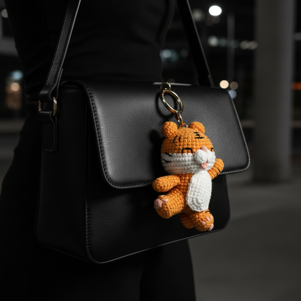 Handmade Crochet Tiger Doll Amigurumi Charm