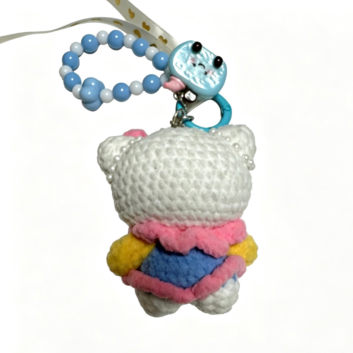 Heart-Eyes Sweet Kitty Charm — Pearly Pastel Bag Strap 🐱💖