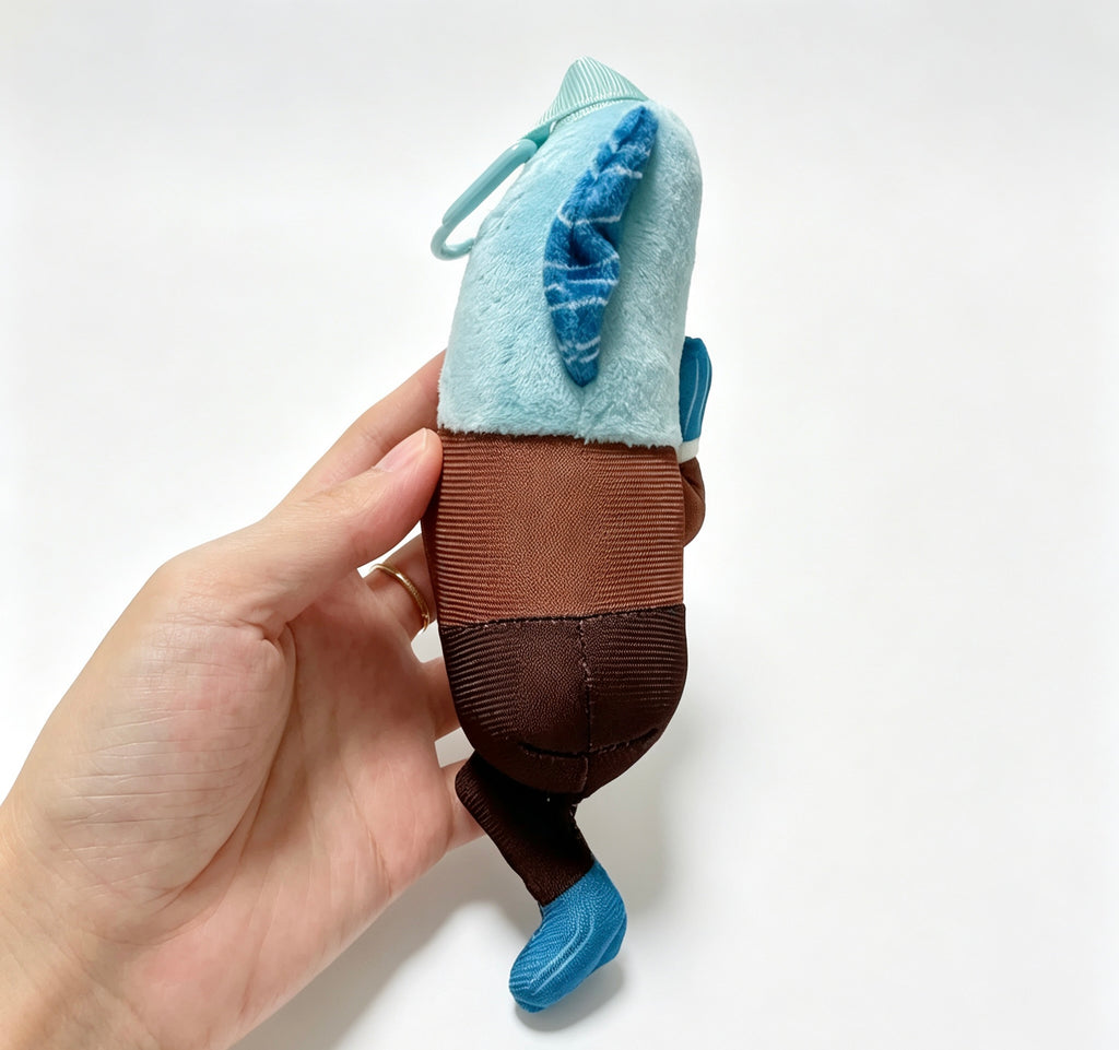 Polite Suited Blue Fish — Funny Meme Plush Doll Keychain 👔🐟