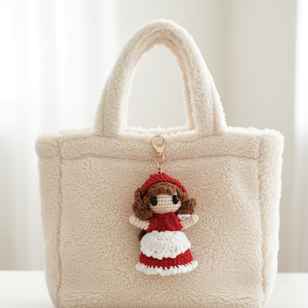 Handmade Crochet Girl Doll Amigurumi Charm