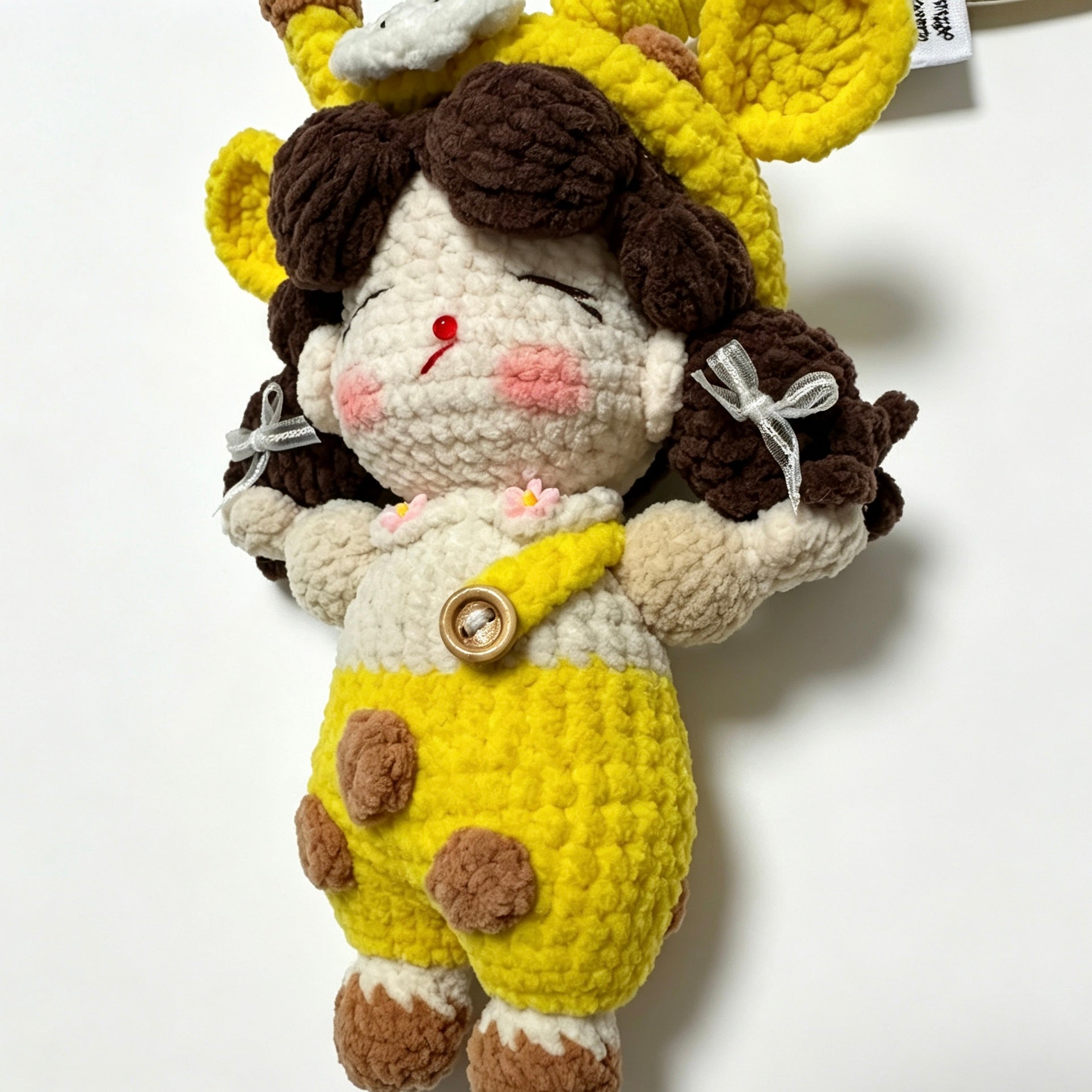 Deer Girl Amigurumi Charm — Handmade Crochet Keychain Doll