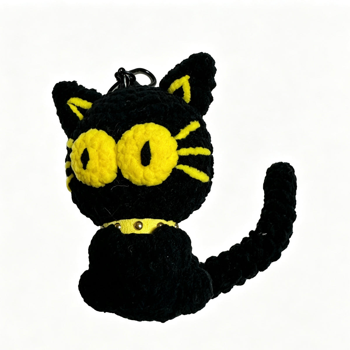 Spooky Cute Black Cat Keychain — Big Eyes, Zero Regrets 🐈‍⬛💛