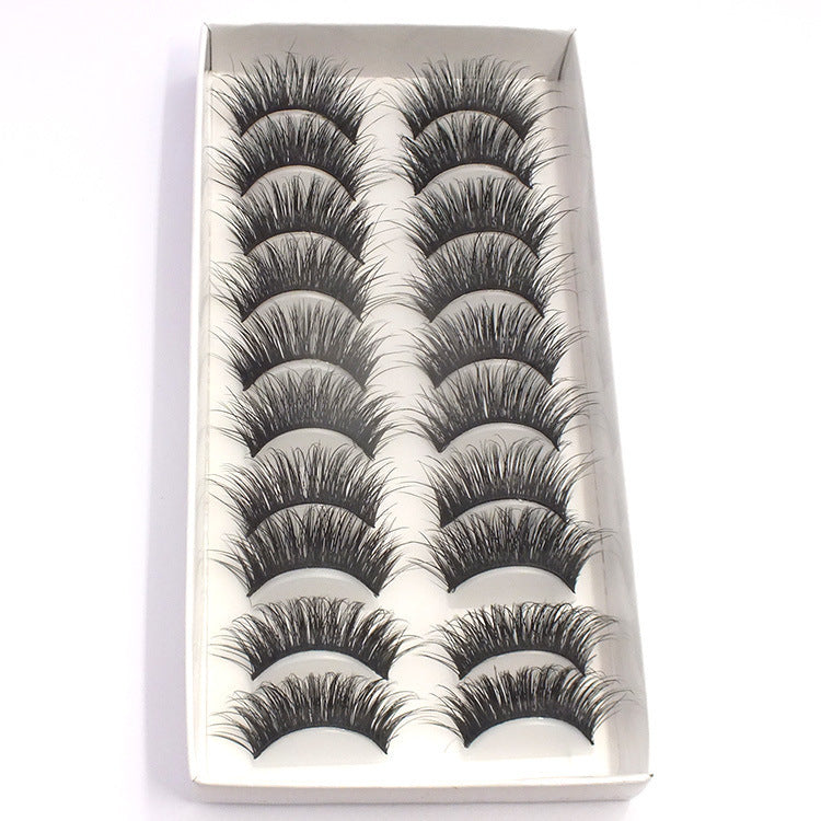Artificial False Eyelashes - 10 Pairs Handmade Synthetic Lashes