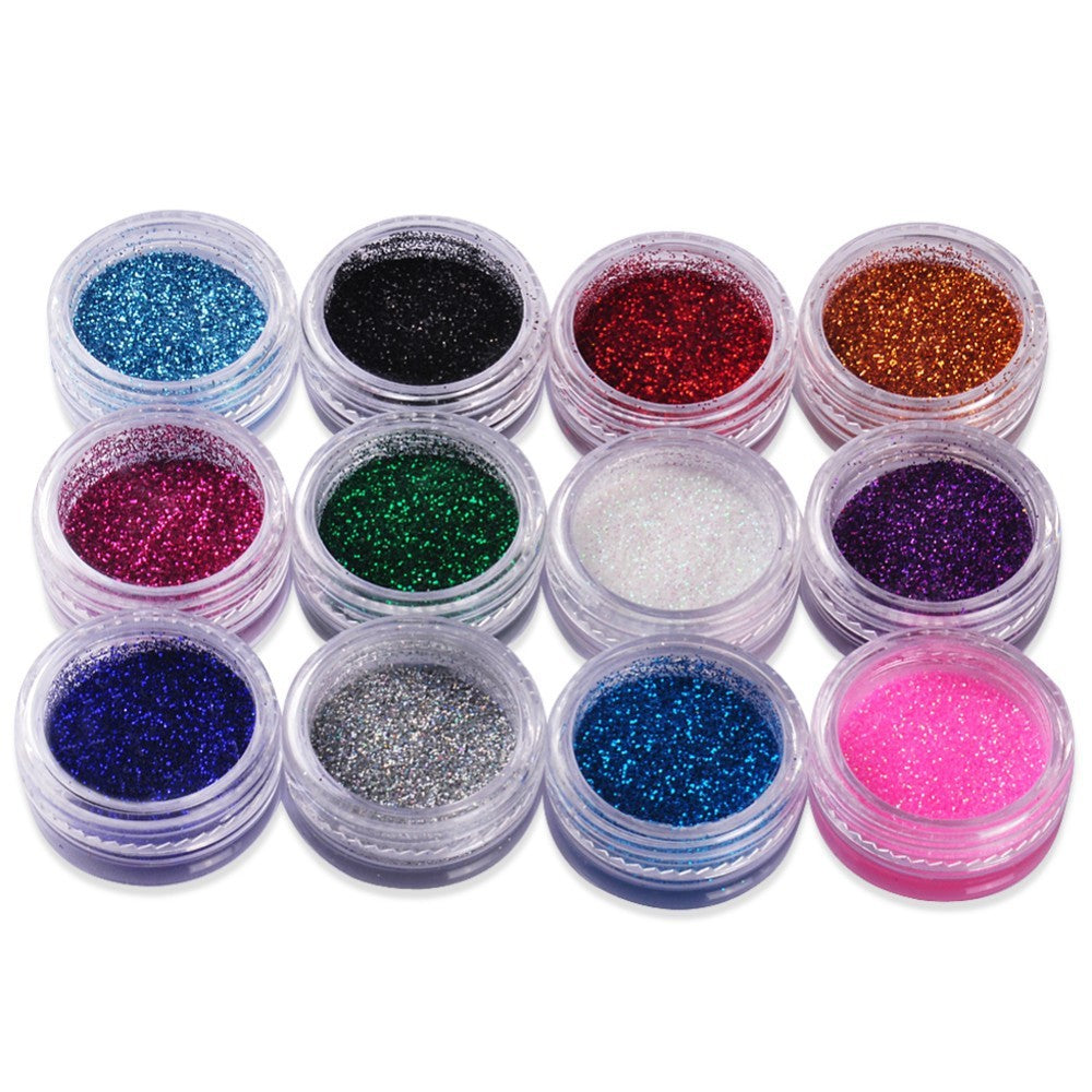 24 Color Nail Glitter Set - 3D Nail Art Decoration Kit | Complete Collection