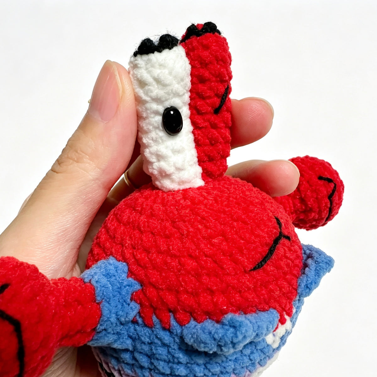 Grumpy Red Crab Boss Charm — Winking Crochet Keychain 🦀💼