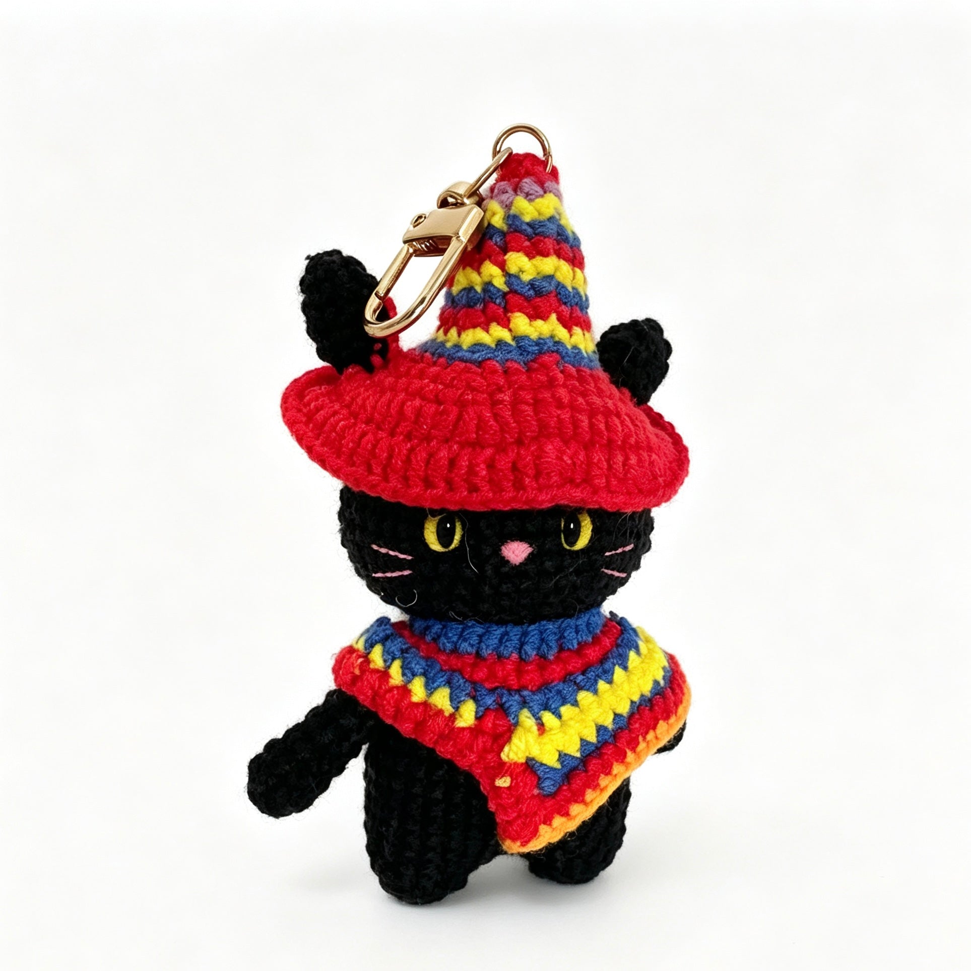 Black Cat Crochet Doll Keychain Charm