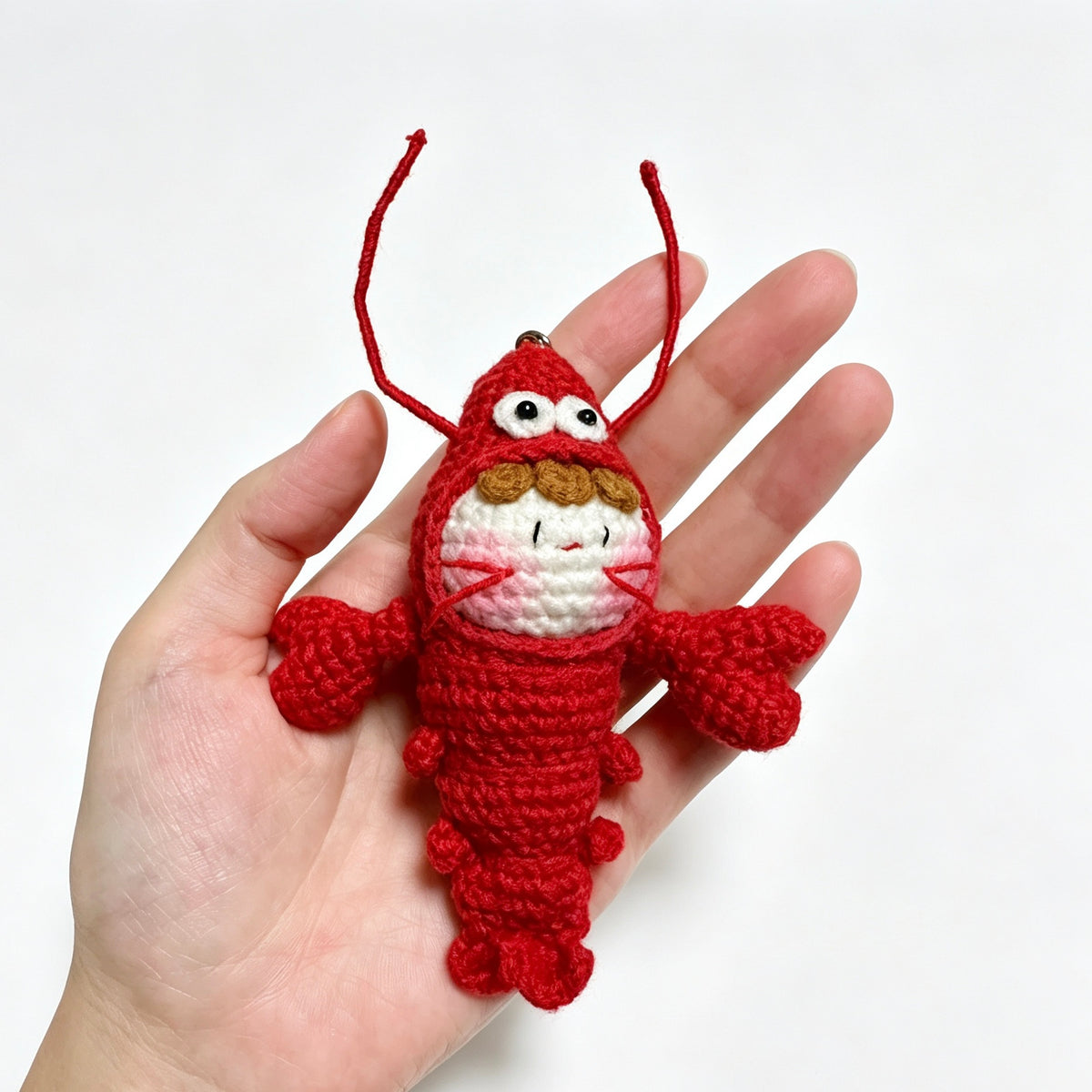 Quirky Red Lobster Baby Charm — Handmade Crochet Keychain 🦞❤️