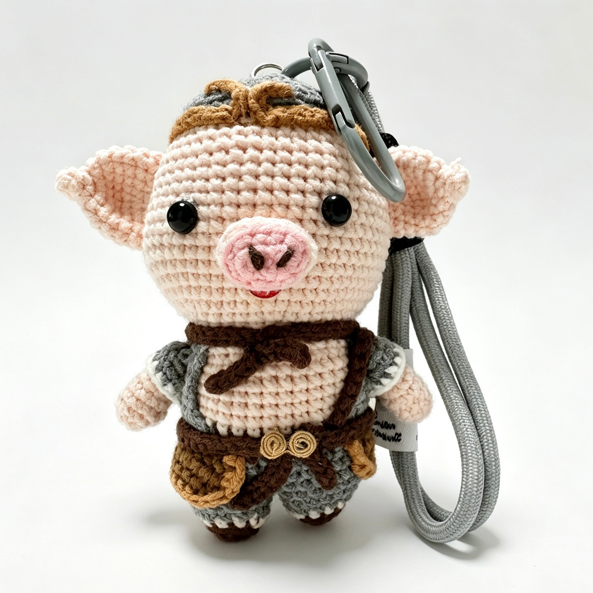 Pigsy Amigurumi Charm — Handmade Crochet Keychain Doll