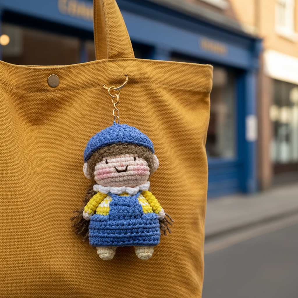 Blue Beret Girl — She Knows Her Own Style 💙💛 | Handmade Crochet Keychain