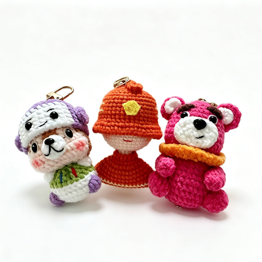 Mini Crochet Amigurumi Charm | 3-Piece Handmade