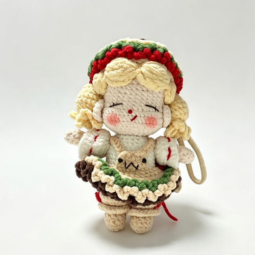 Burger Girl Amigurumi Charm — Handmade Crochet Keychain Doll