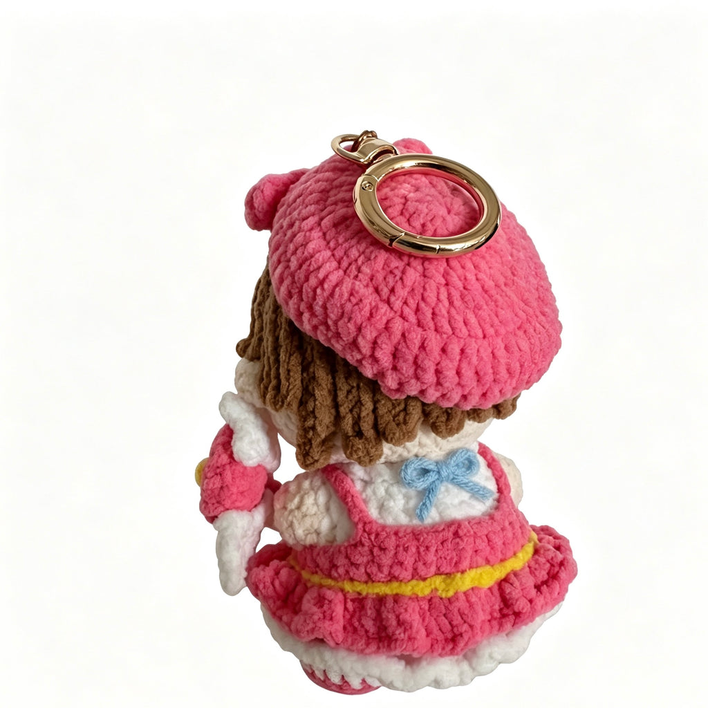 Sweet Bow Girl Crochet Doll Amigurumi Charm | Keychain & Bag Pendant