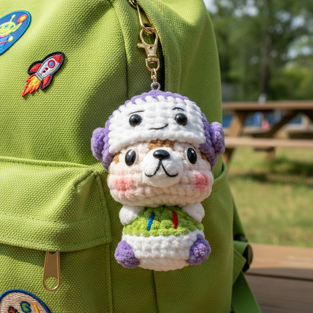 Bear-Hat Squirrel — He Does Things His Own Way 🐿️🌈 | Handmade Crochet Keychain