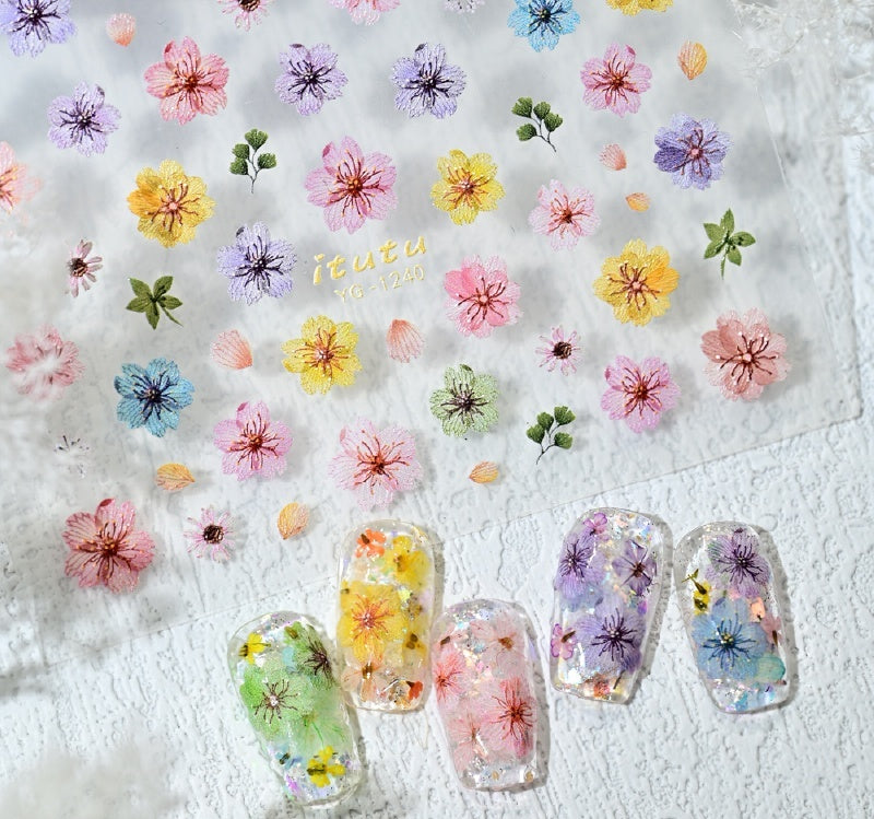 Camellia 5d Relief Nail Sticker Stereo Ornament