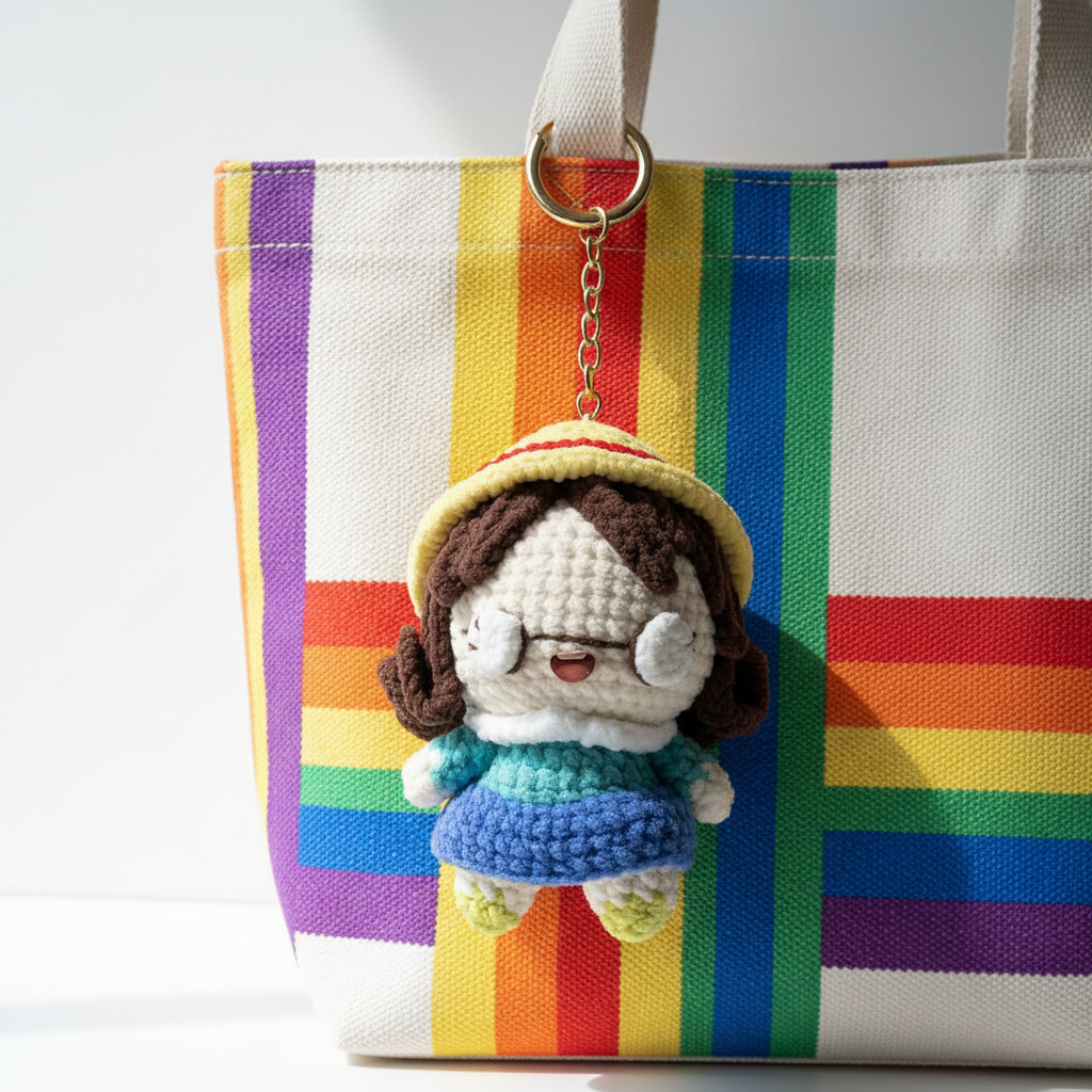 Happy-Go-Lucky Girl — Somehow, Everything Is Fine ☀️🌈 | Handmade Crochet Keychain