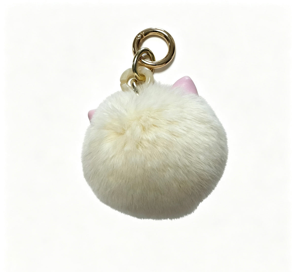 Fluffy Odd-Eyed White Cat — Genuine Rex Rabbit Fur Charm 🐱🤍